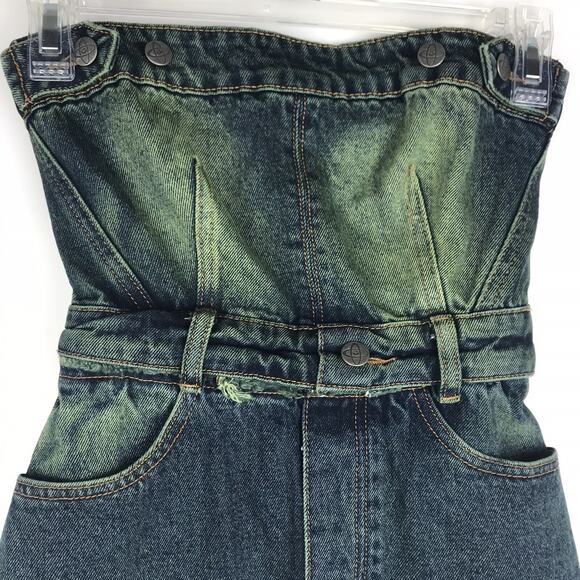 NWT Jaded London Denim Strapless Midi Dress 2 In 1 Zip Off Bandeau Corset Size 0 - Picture 4 of 16